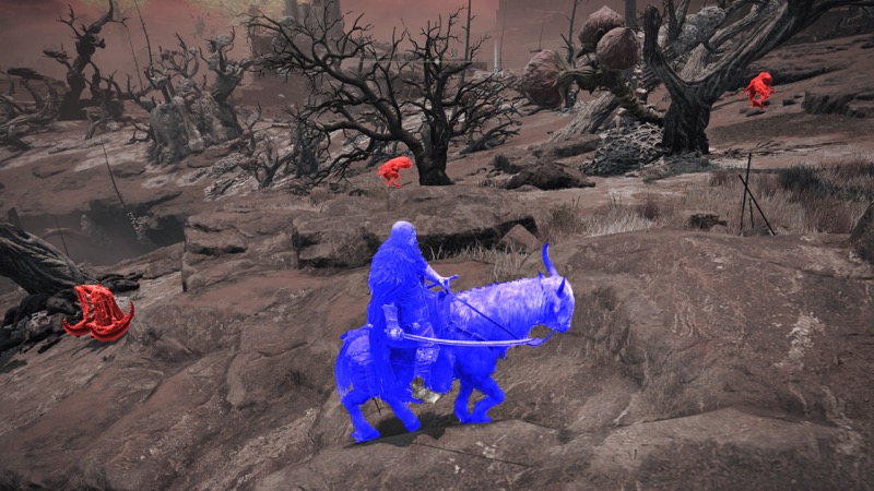 Highlighting three enemies with with a simulated shader